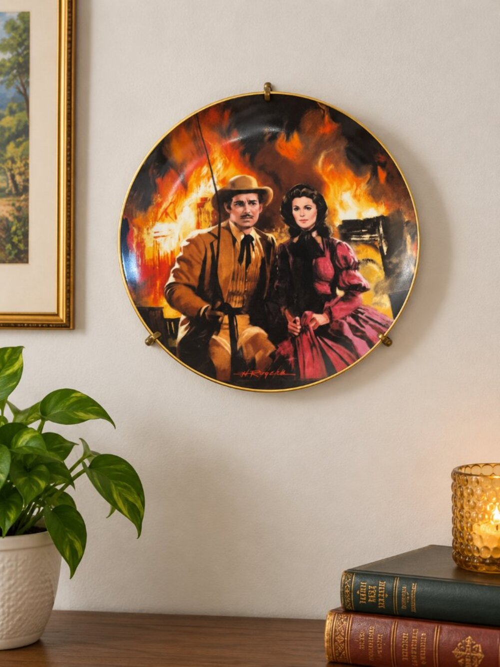 W.S. George Fine China collector plate titled "The Burning of Atlanta"